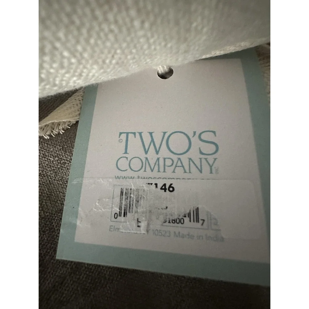 Two's Company Dish Towels Set Of 2 Beige Embroidered Seashell Coastal Nautical
